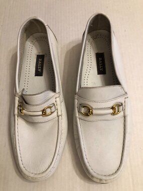 Bally men's new white leather slip on dress shoes  size: 8